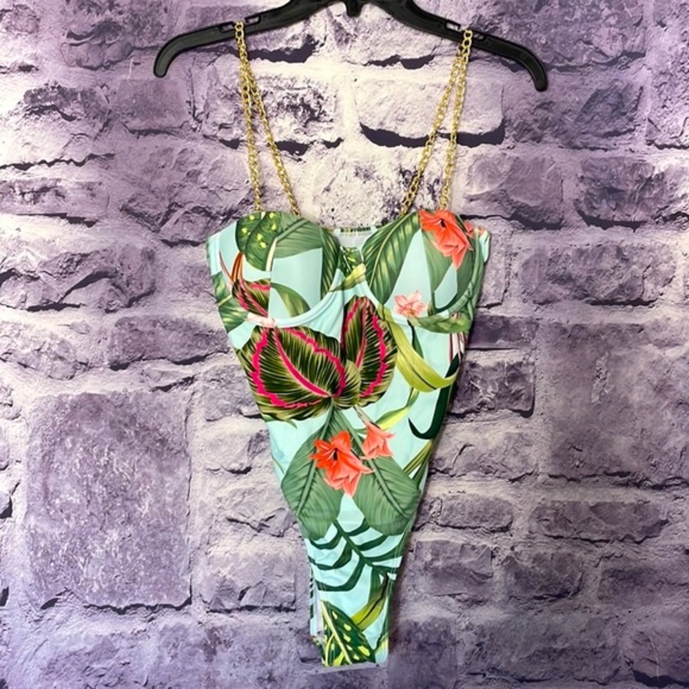 Shein Palm Tree One Piece Swimsuit
